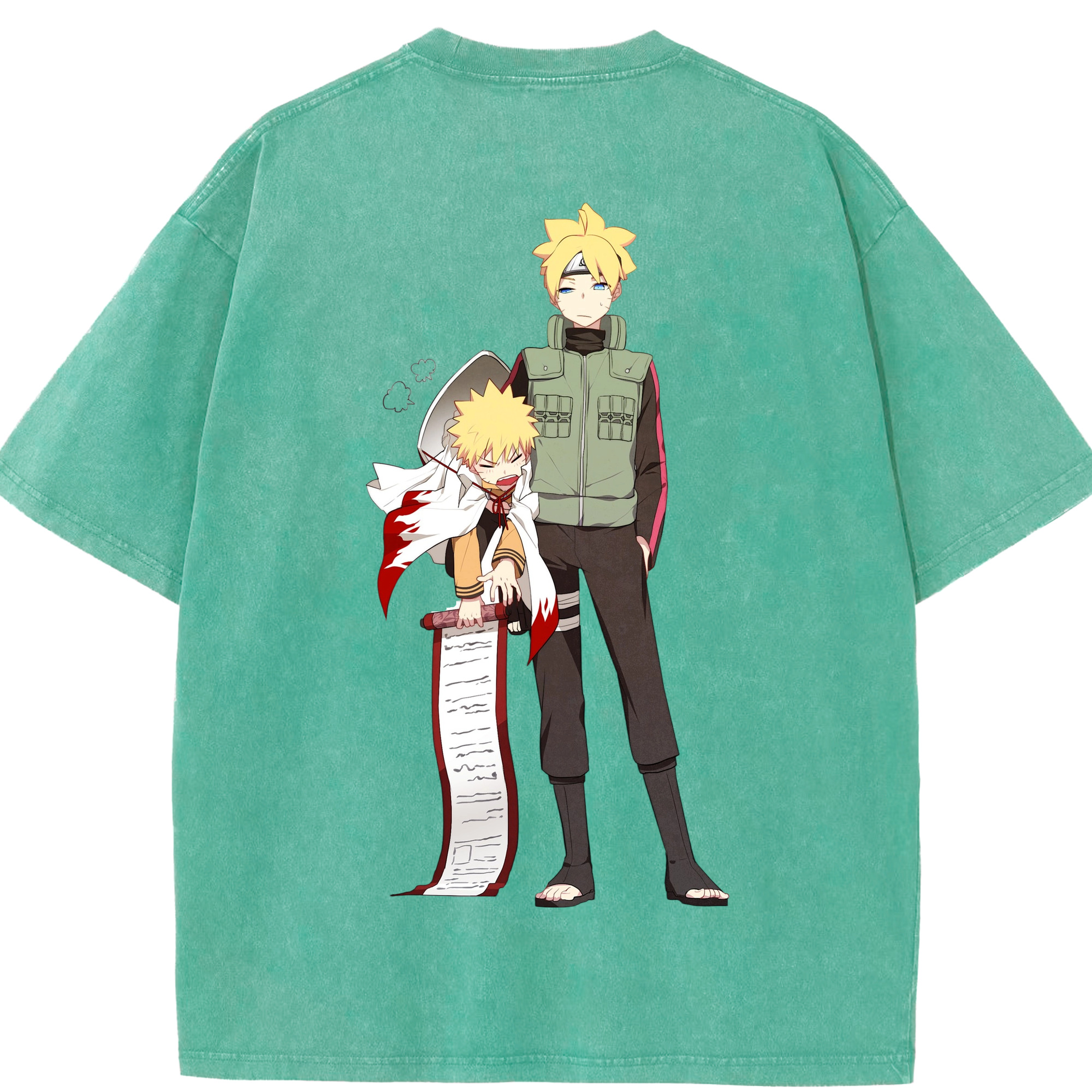（画像用） NARUTO -ナルト- 波風 ミナト Namikaze Minato 綿100% ヴィンテージ風 半袖Tシャツ（背面プリント）